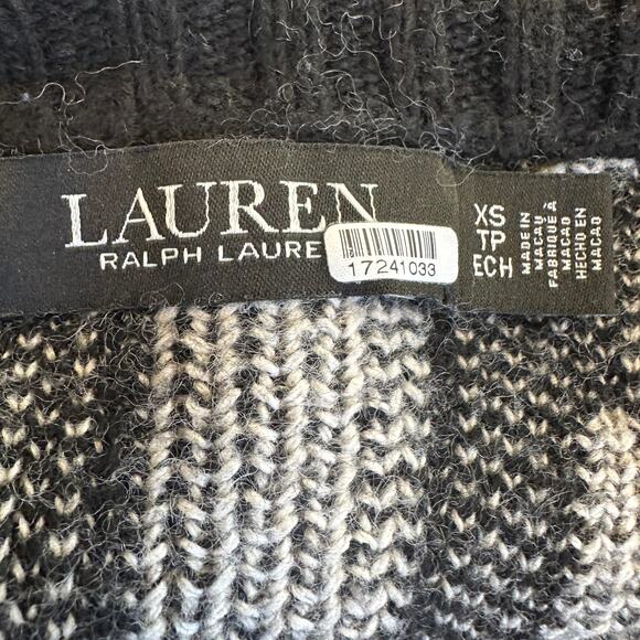 Ralph Lauren Black White Geometric Sweater XS Oversize Dolman Wool Cashmere $225 - Picture 10 of 10